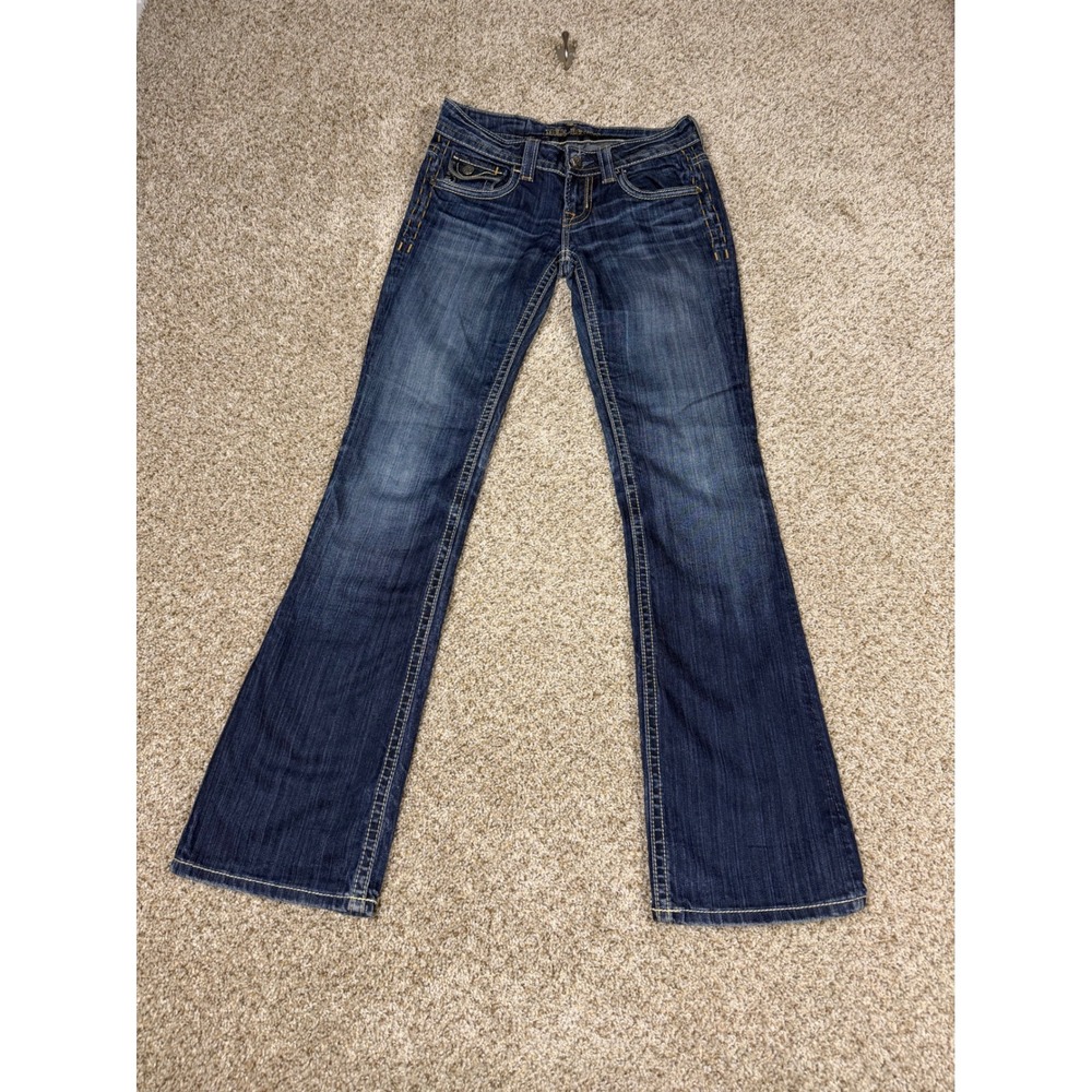 Y2K Mek Denim Avondale Bootcut Jeans Women's 26 Low Rise Flare Dark Wash Stretch